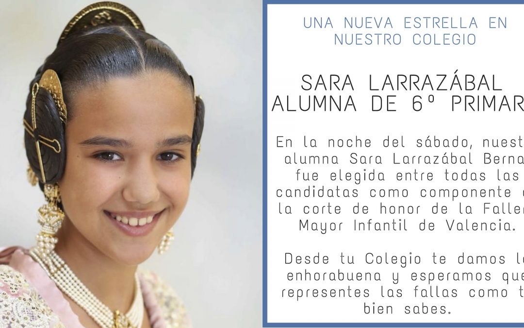 Nuestra alumna Sara Larrazábal entre las candidatas a Fallera Mayor Infantil de Valencia